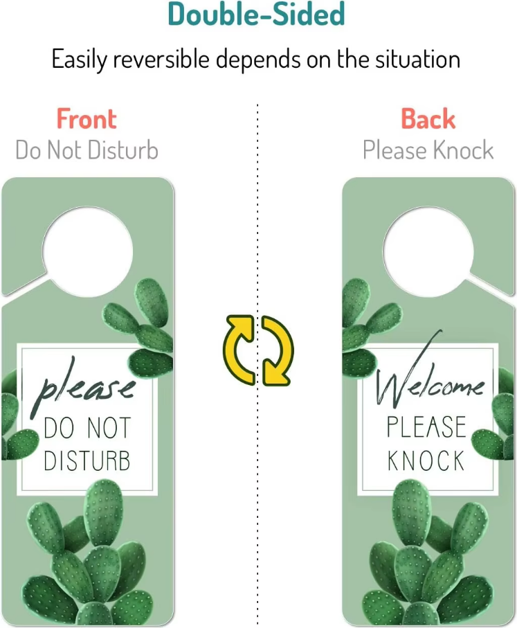 Custom Do Not Disturb Sign Hotel Label Die Cut Plastic PVC Digital Printing Room Door Hanger