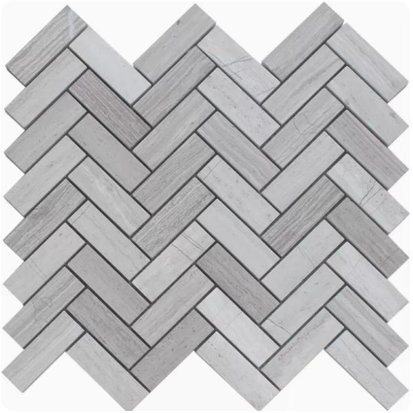 Hexagon Inlay Bianco Carrara White Grey Cream Broken Wood Marble Onyx Waterjet Floor Tiles