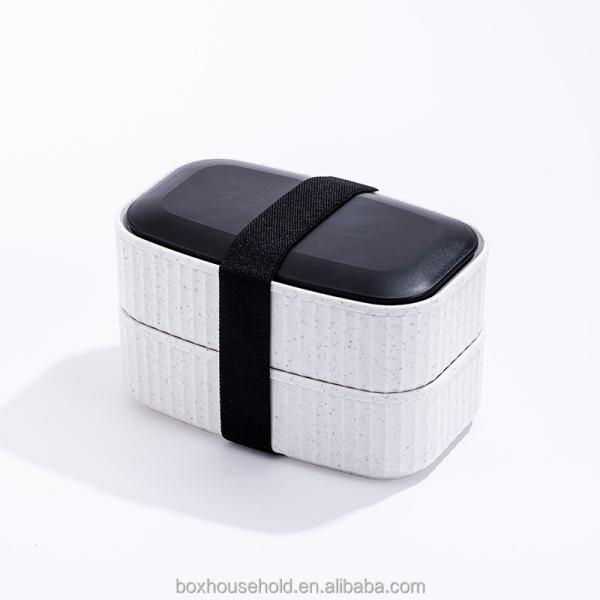 Portable Dual Tier Eco-Friendly Banana Leaf Design BPA-Free Lunch Box with Cutlery Lid