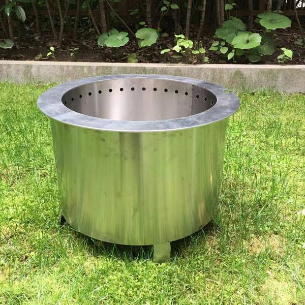 Stainless Steel Wood Double Flame Smokeless Fire Pit , 15.5 Inch Backyard Outdoor Fire Pit