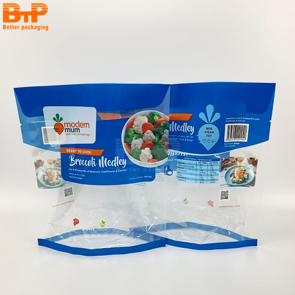 Custom Printed Meat Dry Food 3 Sides Seal Frozen Vegetable Nylon Plastic Packaging Vacuum Bags for Meat and Food Fish Beef Pork