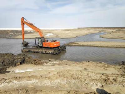 Diesel Engine Amphibious Pontoon , Mini Excavator Tracks Crawler Excavator Type