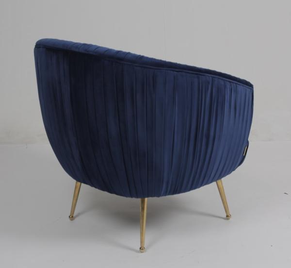 Modern Blue 88CM Velvet Fabric Armchair With Stainless Steel Legs
