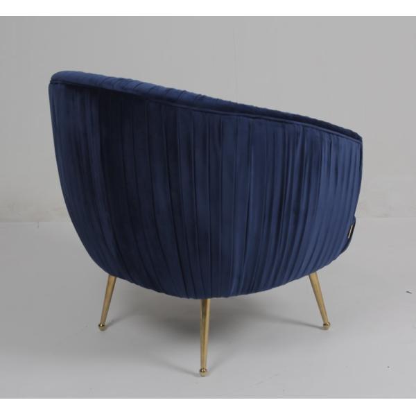 Modern Blue 88CM Velvet Fabric Armchair With Stainless Steel Legs