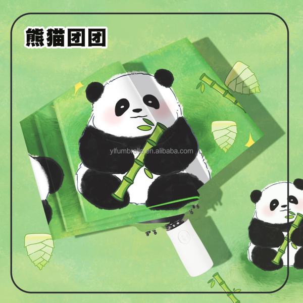 Fully-automatic Panda Design Umbrella for Children and Adults 3 Fold Auto Open Waterproof