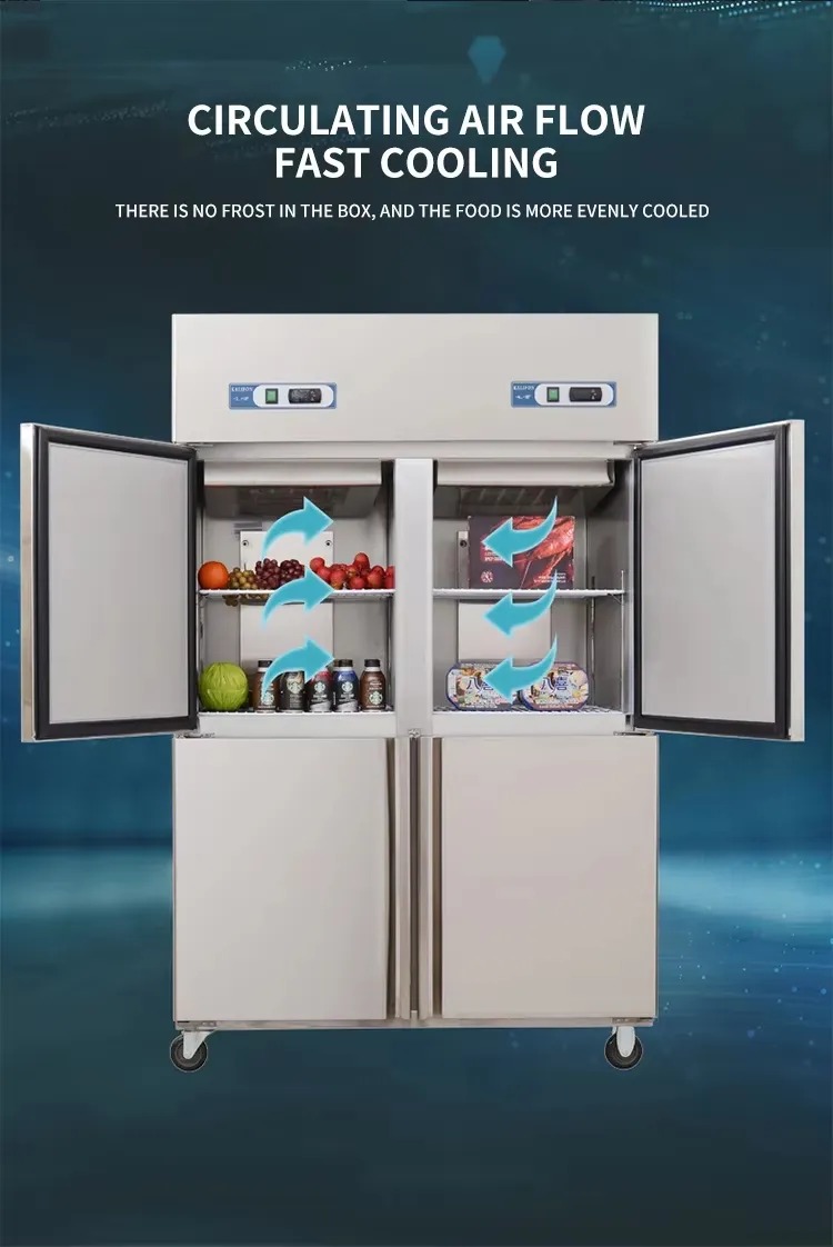 Catering Commercial Upright Refrigerator 4 Door Stainless Upright Freezer