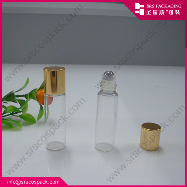 1/6oz 5ml mini roll-on glass bottle for essential oil metal roller ball fragrance perfume
