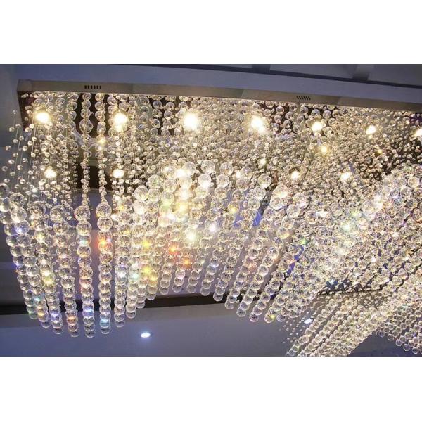 Customized Modern Living Room LED Wave Rectangular String Crystal Lamp Hotel Engineering Crystal Hanging Chandeliers
