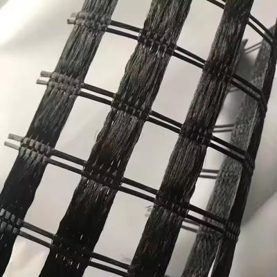 SBR Coated 100-300KN/M Uniaxial Polyester Geogrids Stabilize Embankments Slope Retaining Wall