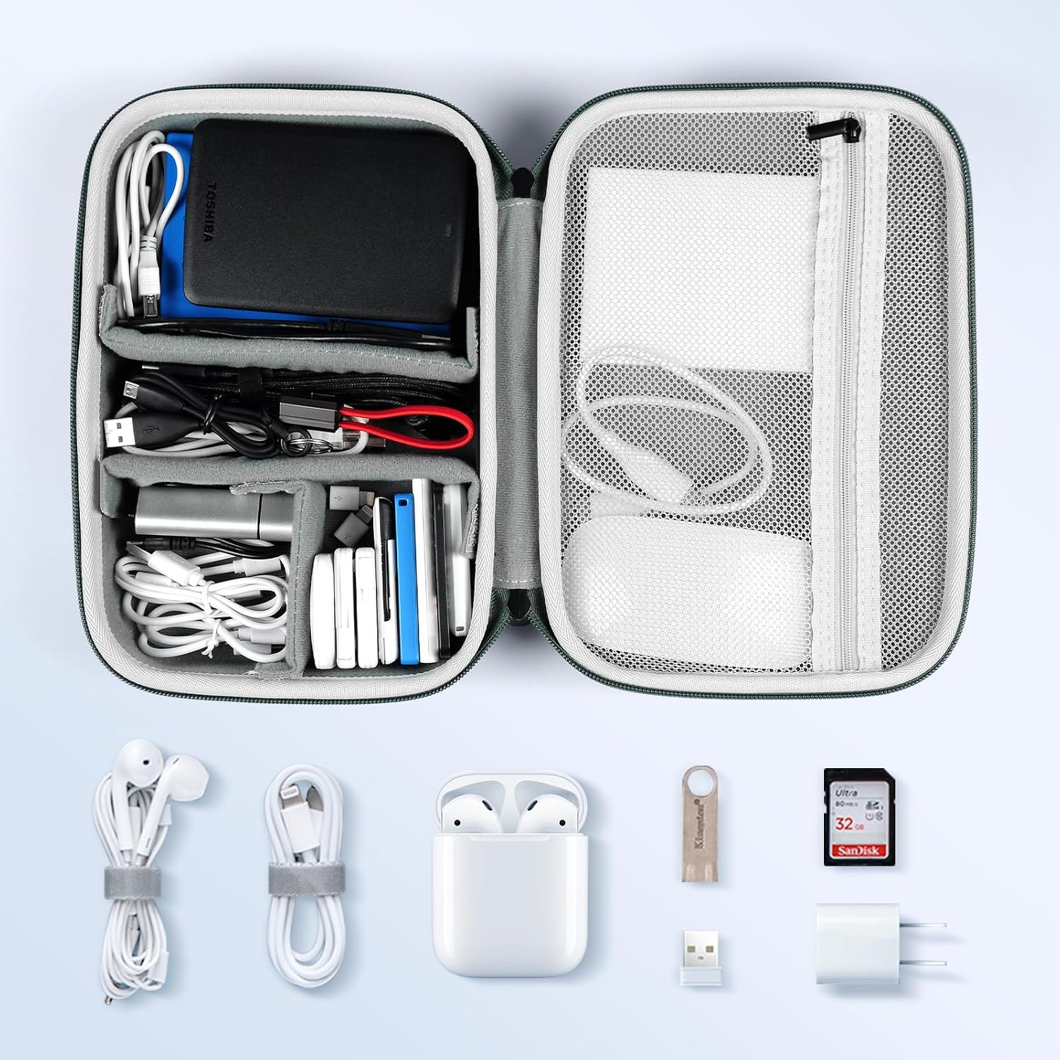 EVA Electronic Accessories Storage Case Large Shockproof Waterproof Storage Bag for Electronics Organizer Portable Cable Storage Bag for Travel or Work