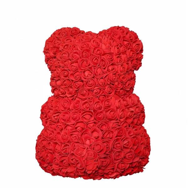 Hot Selling Wholesale Foam / PE Handmade Artificial Flowers Rose Bear for Valentine Day Gift 40cm rose bear