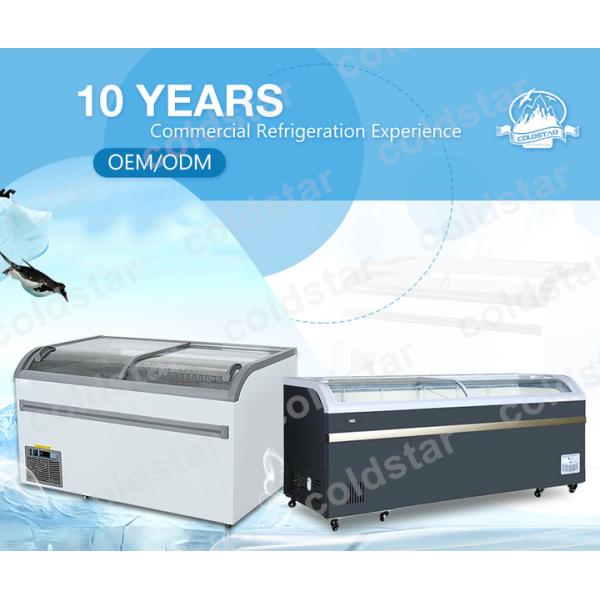 Commercial Big Capacity Curved Glass Door Chest Freezer