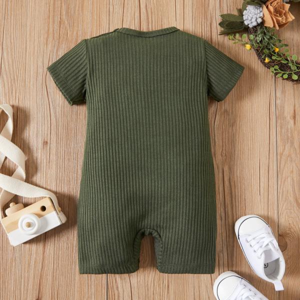 Custom Design Cotton Baby Clothes Baby Boy Romper Rib Knitting Unisex Onesie Short Sleeve Soft Clothes Baby Bodysuit