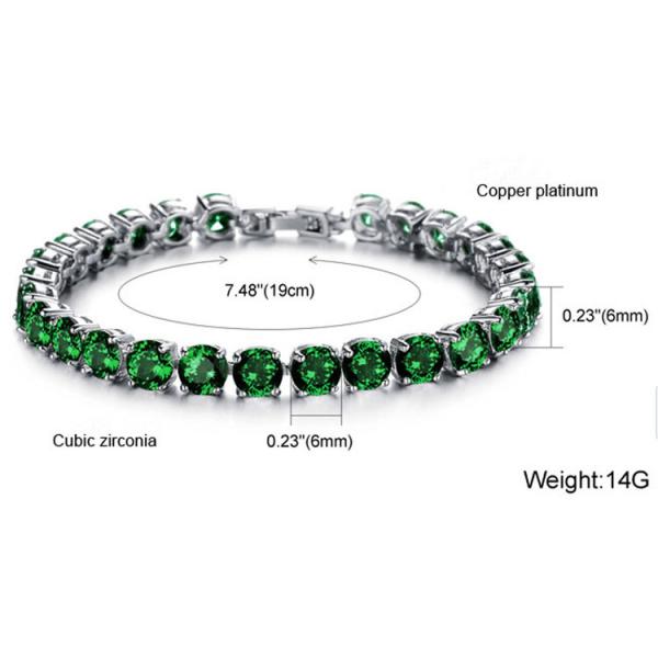 Princess Green Cubic Zironia Tennis Bracelet Charm Women Wedding Jewelry (JKS408GREEN)