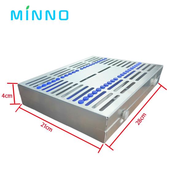 Dental Autoclavable Surgical Sterilization Box Stainless Steel Sterilization Rack Surgical Autoclavable Sterilization Box Dental Cassette File Burs Disinfection Tray