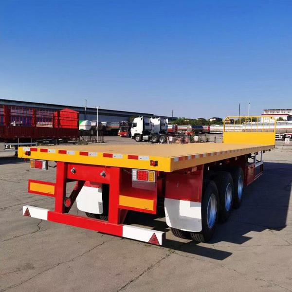 3-Axis / 4-Axis / 5-Axis 40-Foot Carbon Steel Aluminum Container Transport Flat Plate Semi-Trailer Original Tires (12R20)