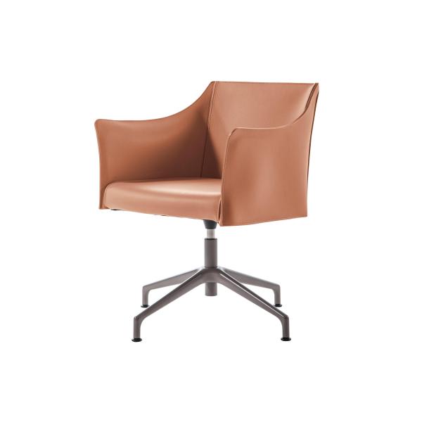 Office O CAP Fiberglass Arm Chair With Pigmented Leather Body
