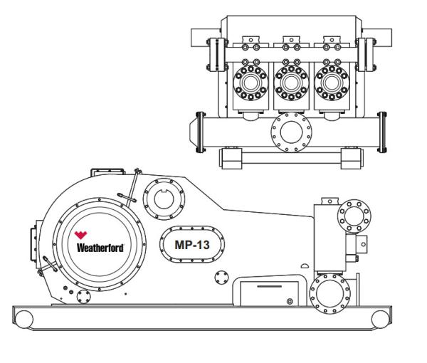 Weatherford MP-13 mud pump fluid end module, liners, pistons, valevs same as Weatherford