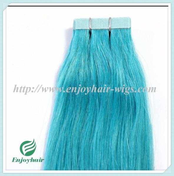 Tape Hair extension 16-28L,100s/pack blue# color Straight malaysian virgin hair