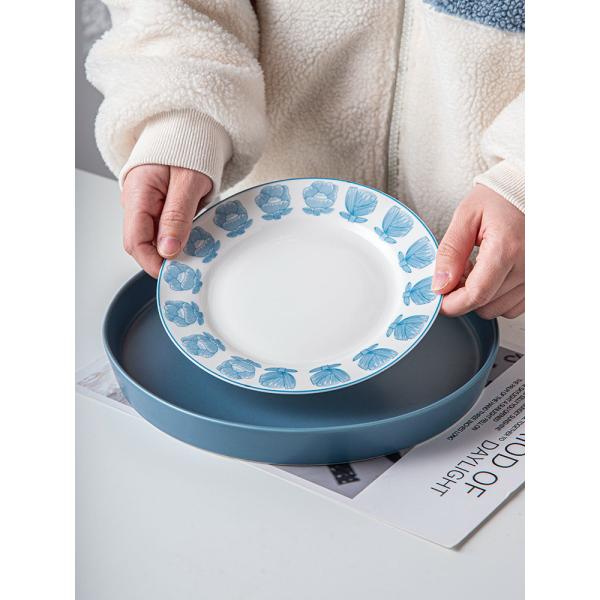 Белые голубые миски зарядные плиты стейки блюда столовая посуда фарфоровые обеденные наборы для 10 пользователей