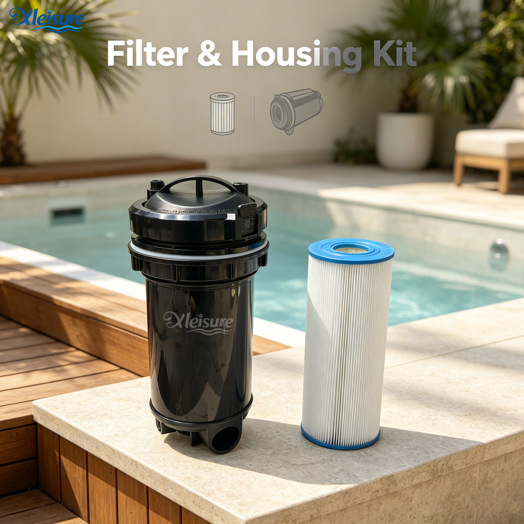 Top Load Pressure Filter Pressurized Canister Filter for Pool Hot Tub Filter Housing with Replacement Filter Cartridge