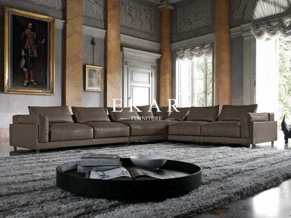 American Contemporary Style 2017 New Living Room Furniture High Class Genuine Leather Sectional Sofa Sets  ZZ-T-012