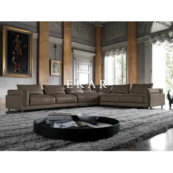 American Contemporary Style 2017 New Living Room Furniture High Class Genuine Leather Sectional Sofa Sets  ZZ-T-012