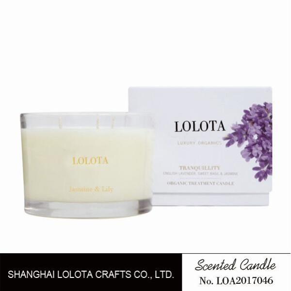 Colorful Pattern Natural Scented Candle , 3 Wick Scented Candles For Purifying