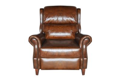 Double Cushion High Back Leather Armchair Strong Metal Frame With Tilt Function