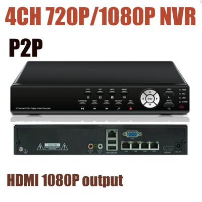 CCTV NVR 4Channels 720P 1080P Resolution 4CH Network Video Recorder P2P, PTZ, HDMI 1080P output Onvif NVR