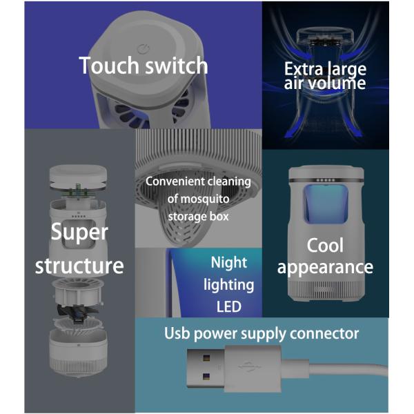 Diodo emissor de luz de acampamento de Zapper do erro recarregável interno do agregado familiar da lâmpada da matança do mosquito