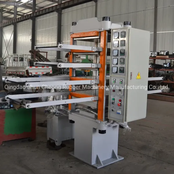 Factory Direct Sales Rubber Tile Vulcanizing Press with 4 Working Layers and 400X400X45 mm Plate Size Featuring Manual Push-Out Device