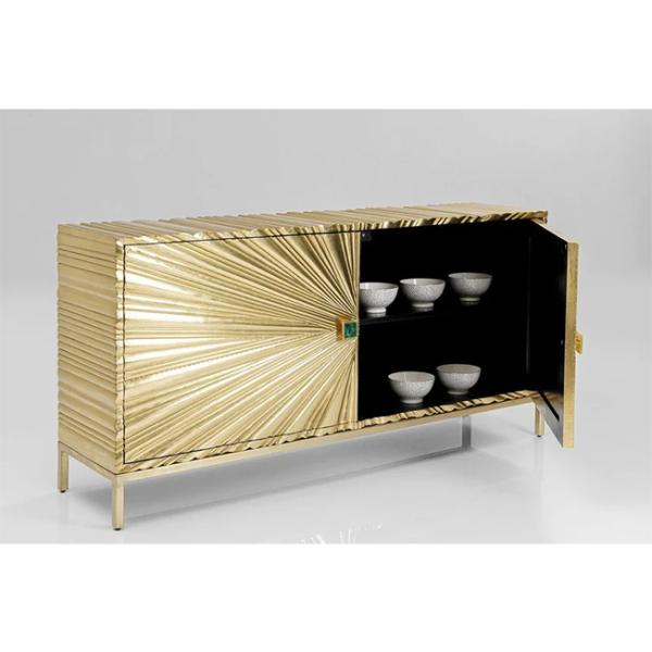 Low Wooden Mirrored Living Room Sideboard TV Stand