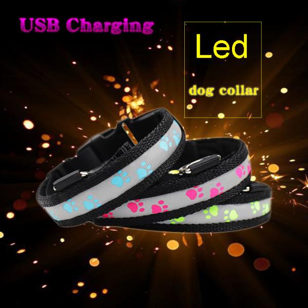 C903 Wholesale Factory Christmas Flashing Lights Usb Rechargeable Light Up Led Dog collars