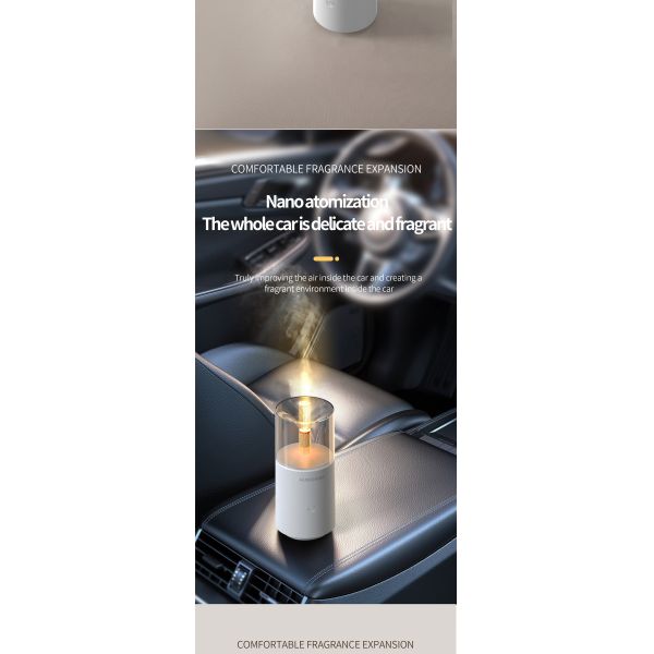 Flame Design Portable Aroma Car Diffuser Humidifier 120ml Capacity OEM Color Size