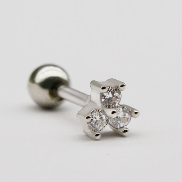 L'ODM fleurissent les boucles d'oreille argentées du goujon des femmes autour des bijoux perçants d'hélice de pierre de Zircon
