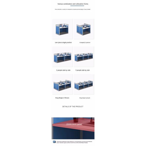 Muebles de oficina modulares y personalizables Estación de trabajo de pantalla para 4 personas con espacio de escritorio