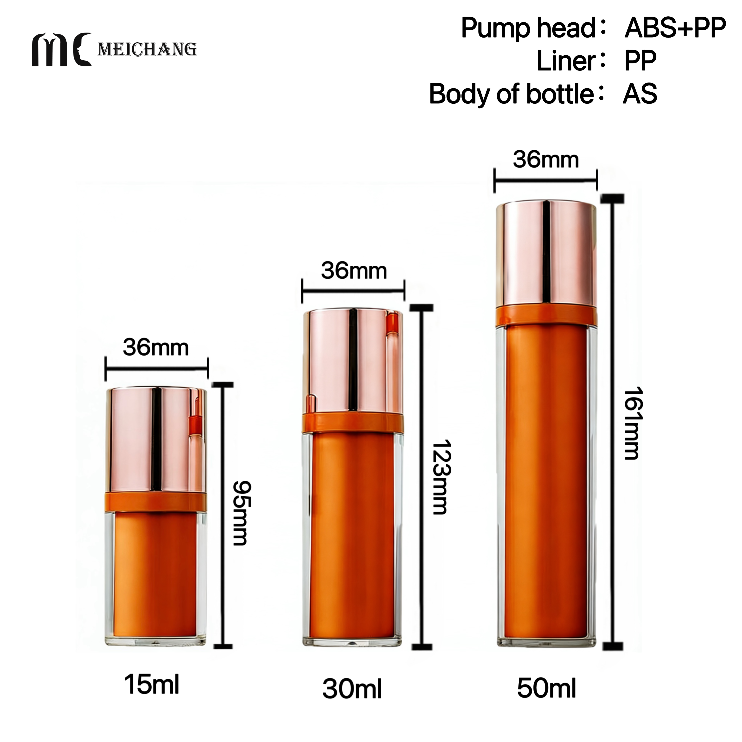 15ml 30ml 50ml Rotary Pump Acrylic Airless Bottle(MC-250)