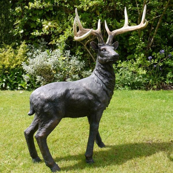 Factory Wholesale life size garden yard decoration stag and buck animal sculpture bronze deer statue