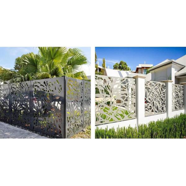 OEM / ODM декоративный черный алюминиевый забор 6x8 Privacy Fence Laser Cut