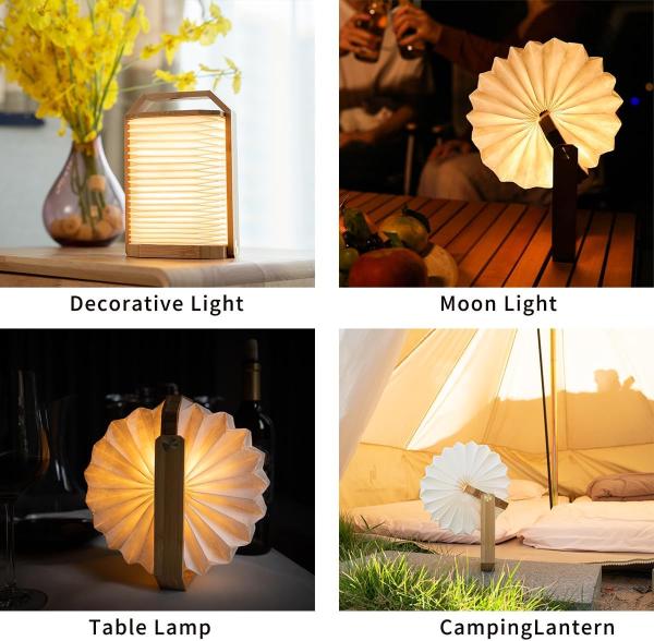 Wooden Handheld LED Ginkgo Accordion Light Reading Lamp 4100K Eco Friendly