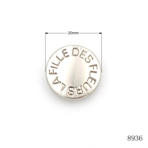 20mm Zinc Alloy Rivet Silver Double Cap Rivets Flat With Logo