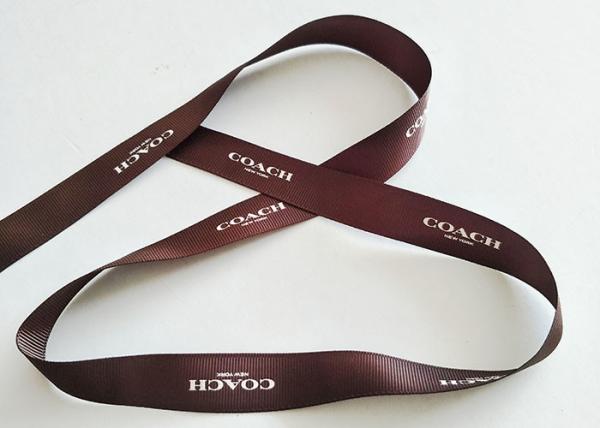 Brown Solid Silk Printing Logo Satin Ribbon Roll For Gift Decorating Heat Cut