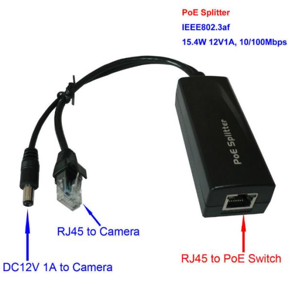 10/100Mbps Data Transfer Rate POE Splitter for IP Camera CCTV DC44-57V Power Input
