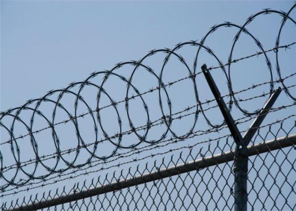 BTC Barbed Tape Single Coil Galvanized Razor Wire Reinforced Concertinas