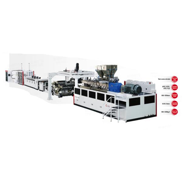 APET PETG CPET PLA Twin Screw Extruder Machine Производственная линия с управлением PLC