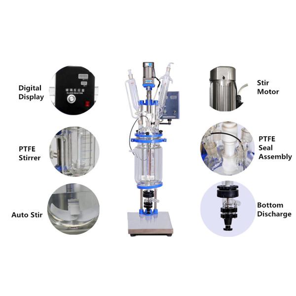 5L Glass Reactor Jacketed Double Layer Glass Reactor For Lab