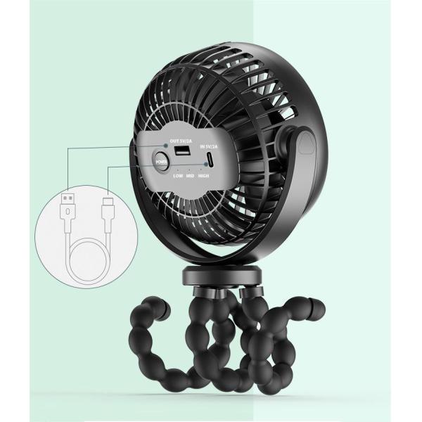Handheld Mini Personal Fan Versatile USB Rechargeable Baby Stroller Fan for Household