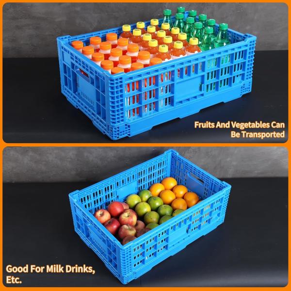 Collapsible Storage Bin Containe，52 Liter Transferheavy Duty Plastic Storage Box,Blue Milk Crates Heavy Duty Transit Storage Of Various Items
