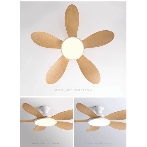 52inch Modern LED 60W Low Floor 35W Ceiling Fans With Remote Control wood Ceiling Fan With Light (WH-VLL-35)